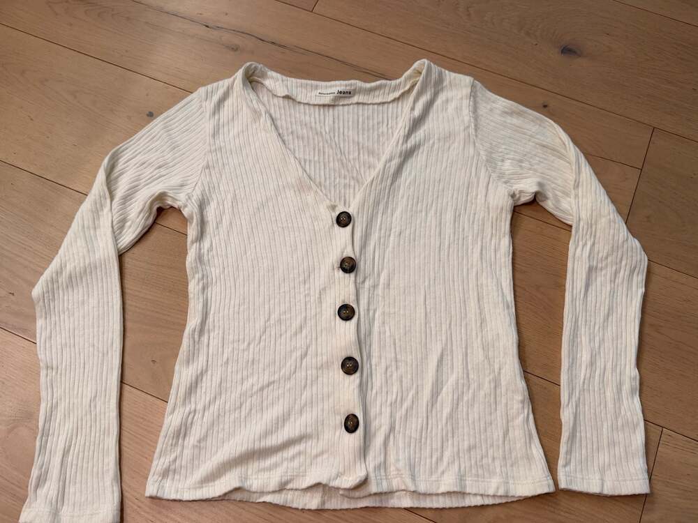 Reformation Jeans Ribbed Button-Front Long Sleeve Top